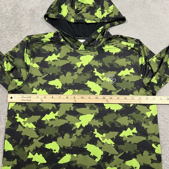 Googan Squad Hoodie Mens Small Fish Print Fishing Performance Light Pullover - Picture 6 of 10